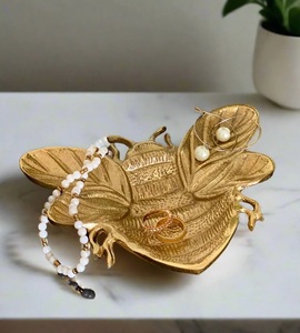 Plateau de service moderne en métal poli, style antique, finition plaquée or, personnalisable - Product Image 2