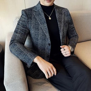 Trajes de Negocios para Hombre, Estilo Británico, de Lujo, Cruzados, Transpirables, Antiarrugas, de Lana de Alta Calidad, a Cuadros, Corte Entallado - Product Image 1