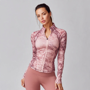 Tie Dye Printed Yoga Wear Jacket Women Custom 100% Fitness Wear Jacket Tops Ladies Running <b>Jogging</b> Sublimation Jacket - Product Image 1