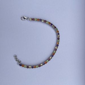 สร้อยข้อมือเทนนิสประดับพลอยธรรมชาติหลากหลายชนิดสำหรับผู้หญิงจาก Shah Gems เงินแท้ 925 เครื่องประดับแฟชั่น - Product Image 5