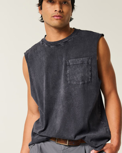 เสื้อกล้ามผู้ชายคุณภาพสูง ระบายอากาศได้ดี ผลิตจากผ้าฝ้าย 100% ซักแบบ Stone Wash เหมาะสำหรับออกกำลังกายและสวมใส่ลำลอง น้ำหนัก 220 กรัม - Product Image 1