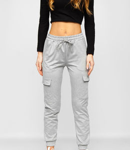 High Waist Women Cargo <b>Jogger</b> Pants Grey <b>Slim</b> Fit Sweatpants Elastic Waist Casual Sports Trousers with Pockets Streetwear - Product Image 1
