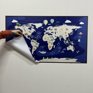 Đầy Màu sắc động vật theo chủ đề bản đồ thế giới cho trẻ em tái sử dụng bền Polystyrene bảng trắng tĩnh điện giữ bề mặt - Product Image 5