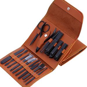Haute qualité Logo personnalisé manucure pédicure ensemble Portable en acier inoxydable coupe-ongles en cuir PU boîte de soin des pieds bricolage outil de beauté - Product Image 1
