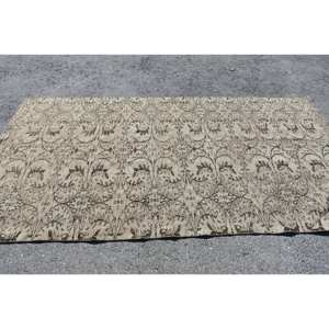 Tapis en Laine Marron Beige Vintage 4x8.6ft Fait à la Main Classique Style Turc Patchwork Design Rectangulaire Couloir Modèle pour Chevet Latex - Product Image 3