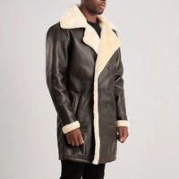 Manteau en cuir de luxe pardessus de haute qualité à carreaux personnalisés pour hommes mode veste décontractée hommes en peau de mouton Long manteau en cuir