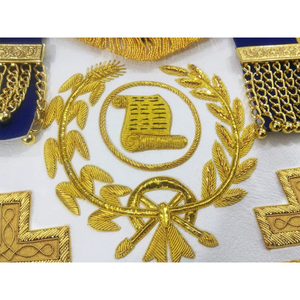 Craft Grand Dress Apron Deputy Director of Ceremonies Hand Embroidered Lambskin Hand Embroidery Bullion Royal Blue <b>Gold</b> - Product Image 3