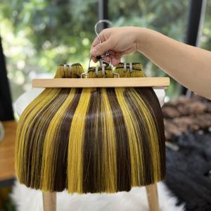 Venta al por mayor Remy Hair Virgin Donor Piano Color Shades Double Bone Straight Bundles Frontal Extensiones de cabello humano vietnamita - Product Image 3