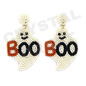 BOO Vintage Designer <b>Beaded</b> Earrings for Women Patriotic Memorial Day Orange White Blue Colour <b>Fabric</b> Wedding Occasion - Product Image 1