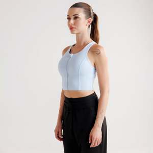 Serenity Sky <b>Blue</b> Sports <b>Bras</b> with Zipper Comfortable and Stylish Fitness Essential - Product Image 1