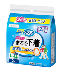 Kao Relief-Ropa interior de algodón ultrafino-Pañal para adultos Absorber 2 fugas L XL Tamaño 2 piezas por paquete 24 paquetes desechables - Product Image 1