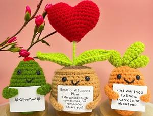 Adorable Crochet animaux en peluche <span class=keywords><strong>Pizza</strong></span> Crochets benne à ordures feu tricot poupée jouets positifs minuscule flamant rose artisanat décoration de la maison - Product Image 6