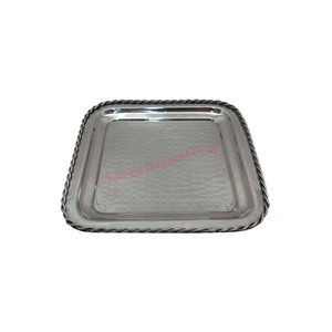 ถาดโลหะตอกสี่เหลี่ยมปรับแต่งได้เครื่องครัวทำมือพร้อมถาดเสิร์ฟเชือก - Product Image 1