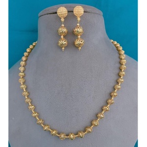 Attractive High Quality Gold Plated <b>Beads</b> Design Kundan Necklace Earrings <b>Set</b> Women Traditional Wedding Engagement Gift - Product Image 1