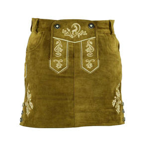 Most Hot Selling Cow <b>Leather</b> Authentic Lederhosen Women <b>Ladies</b> Octoberfest Outfit Damen Wurst Fest Costume Light Olive Green - Product Image 5