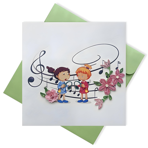 Carte-cadeau en papier du Vietnam faite à la main avec musique Quilling et élégant motif en relief 3D Design personnalisé VietnamCrafts - Product Image 6