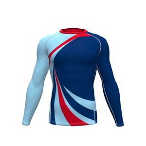 Matériau spandex Rash Guard pour hommes de haute qualité respirant et à séchage rapide durable avec logo personnalisé imprimé à bas prix - Product Image 2