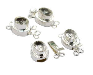 Fermoir de boîte de pierres précieuses en topaze blanche de forme ovale 1-2 brins fabrication de bijoux B618 23X11X10MM argent étoilé et plaqué or 18 carats - Product Image 3