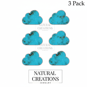 Boucles d'oreilles clous en argent sterling 925 de qualité supérieure, finition haut de gamme, avec perle naturelle d'eau de mer et turquoise compressée en forme de nuage, sertissage closier - Product Image 2