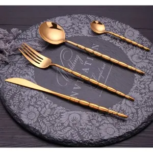 Vajilla Juego de Cubiertos de plata con diseño esmaltado y acero inoxidable recubierto de PVD dorado perfecto para menaje de cocina uso comedor - Product Image 3