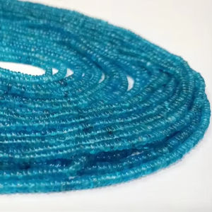 Cuentas Redondas de Apatita Neón Natural Genuina de 4 mm, Color Azul Liso de Alta Calidad para la Fabricación de Joyas, Hebra de 8 Pulgadas de Largo - Product Image 1