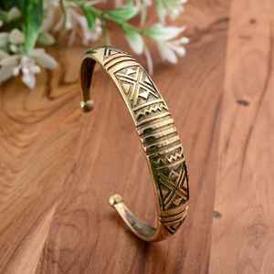 Handmade <b>Boho</b> Brass Cuff <b>Bracelet</b> Adjustable Jewelry with Mandala Art Design Unisex Gift for Multiple Occasions - Product Image 1