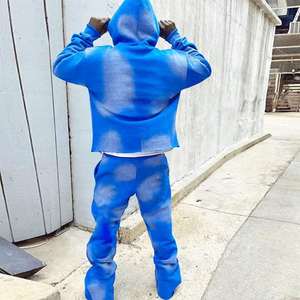 Premium Quality 2026 Custom Hot Selling Stacked Flared <b>Jogger</b> Puff Print Sweatsuit Acid Wash <b>Baggy</b> Oversized Tracksuit For <b>Men</b> - Product Image 4