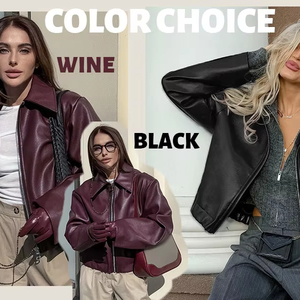 เสื้อแจ็กเก็ตหนังเทียมโอเวอร์ไซส์สำหรับผู้หญิง, เสื้อโค้ทหนังแท้มีซิปใส่2025สำหรับใส่ในฤดูใบไม้ร่วง - Product Image 5