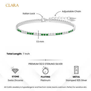 Bracelet tennis fin argenté vert 2 mm, accessoire de sport tendance - Product Image 5