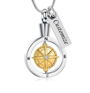 customize Compass Cremation Jewelry <b>for</b> <b>Ashes</b> Stainless Steel <b>Urn</b> <b>Necklace</b> <b>for</b> <b>Ashes</b> Adjustable <b>Urn</b> <b>for</b> Women Men Custom Size - Product Image 1