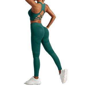 Ensembles pour femmes, ensemble 2 pièces, soutien-gorge de sport haute performance et leggings taille haute, ensemble de yoga fitness à séchage rapide pour femmes - Product Image 1