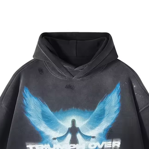 Sudadera con Capucha para Hombre, de Algodón 100%, con Estampado DTF, Corte Regular, Estilo Hip Hop, para Invierno, Precio Económico, Alta Calidad, MOQ Bajo, Logotipo Personalizado, Ropa Urbana - Product Image 5