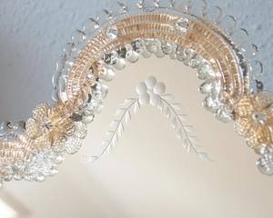 Lovely Vintage Venetian Standing <b>Mirror</b>, Murano Glass <b>Mirror</b>, <b>Vanity</b> <b>Mirror</b> with Glass Flowers, Glass Beads, Boudoir <b>Mirror</b> - Product Image 4