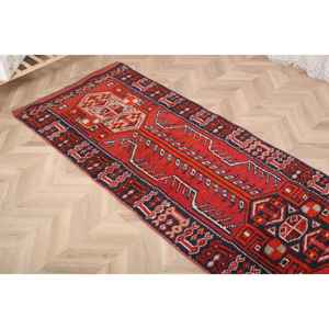 2.9x11.3 ft Rug, <b>Runner</b> Vintage Rug, <b>Red</b> Herki Plants & trees Rug - Product Image 4