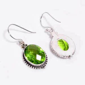 ต่างหู925ทำด้วยมือสีเงินสเตอร์ลิงสีเขียวเพอริดอตเครื่องประดับแบบห้อยสไตล์โบฮีเมียนสวยงามสำหรับผู้หญิงขายส่งเป็นของขวัญ - Product Image 4