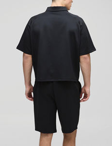 OEM/ODM Ensemble 2 pièces 100% coton pour hommes, polo oversize à épaules tombantes, t-shirt et short Ensemble de jogging personnalisé DTG avec logo imprimé pour homme - Product Image 2