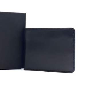 Cartera Bifold de Cuero Azul y Negro para Hombre, Tarjetero Delgado con Ventana Transparente para Identificación, Estilo Minimalista - Product Image 4