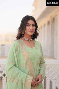 Ropa tradicional india Faux Georgette Heavy Zari y lentejuelas bordado trabajo Anarkali hermosos vestidos con trabajo Dupatta Set - Product Image 2