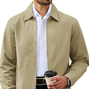 Veste en coton pour homme, fermeture éclair intégrale, vestes de travail, col rabattu, 3 poches, coupe-vent, Bangladesh, nouvelle arrivée, directement de l'usine - Product Image 1