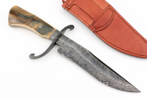 Won Knife Makers Guild BEST BOWIE Knife at Blade Show 2025 Mango de hueso con cubierta de cuero Cuchillos para exteriores - Product Image 4