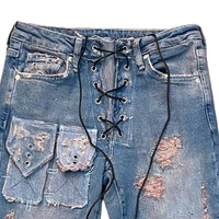 Fabricants de jeans sur mesure, jeans évasés à patchs pour hommes