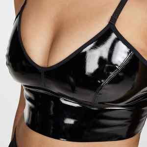Plus Size Women's Leather <b>Bra</b> for Adults Breathable Lightweight Plain Dyed with Front Logo Simple Style - Product Image 6