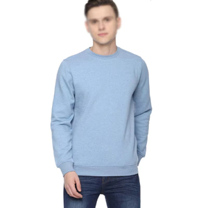 Men's Regular Fit 100% Cotton Crew Neck <b>Sweatshirt</b> with Custom Embroidery Logo Fleece Pullover for Winter Breathable <b>Plain</b> Dyed - Product Image 1