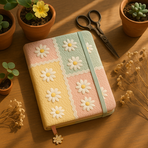 Cuaderno LABON con Bordado de Margaritas en Patchwork, Diario Esponjoso en Colores Pastel con Borde de Encaje y Adorno de <span class=keywords><strong>Flores</strong></span>, Papelería Kawaii A5 - Product Image 6