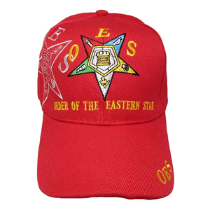 Gorra de acrílico roja 100% con bordado de sombra de la Orden de la Estrella del Este de Mason OES, gorra de regalia con letras bordadas, gorras personalizadas de hip hop - Product Image 5