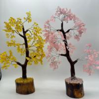 Combo de árbol de cristal de cuarzo rosa citrino, decoración de árbol de dinero curativo hecho a mano, buena suerte, Feng Shui, artículos de decoración para el hogar, citrino