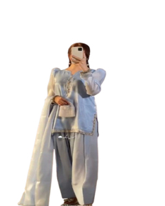 Độc Quyền Phụ Nữ Truyền Thống Ưa Thích Ấn Độ Pakistan Salwar Phù Hợp Với Phong Cách Áo Choàng Dài Ren 100% Lụa Hoa Mô Hình Ấn Độ - Product Image 1