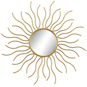 Espejo de pared de metal redondo de estilo moderno con marco de diseño para dormitorio y sala de estar acabado alambre de metal - Product Image 4