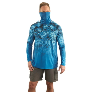 2025 T-shirt de pêche léger à manches longues pour hommes avec capuche et couverture de visage Impression personnalisée Vêtements de pêche respirants à séchage rapide - Product Image 2