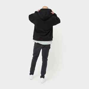 100% coton brodé écologique épaules tombantes pull style décolleté croisé ourlet côtelé poignets noir de jais surdimensionné - Product Image 1